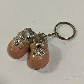 Portachiavi Scarpette Rosa Argento Cuore Fiocco