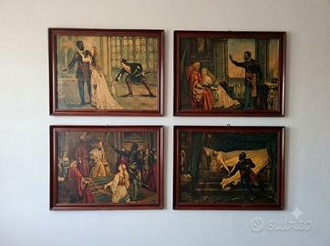 Serie Completa di 4 Quadri d'Epoca "Otello" '900