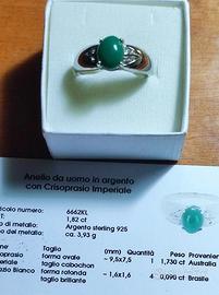 Nuovo anello in argento con crisoprasio imperiale