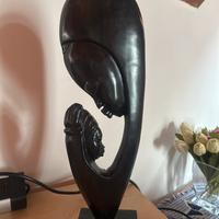 Statua madonna con bambino arigianale in ebano