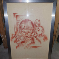 Quadro di bimba compreso di cornice argentata