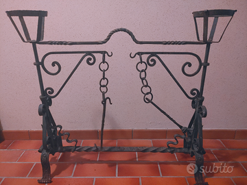 Alare antico in ferro battuto - Ciavedâl originale