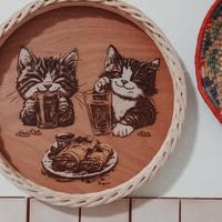 Vassoio de Lux Animal, ecologico in legno e giunco