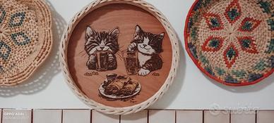Vassoio de Lux Animal, ecologico in legno e giunco