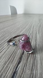 Anello regolabile con pietra e brillantino