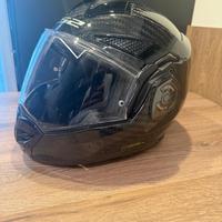 Casco moto modulare in carbonio nero