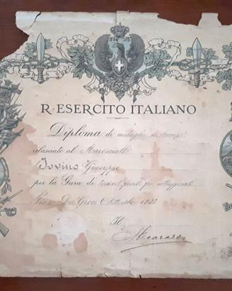 diploma gara tiro con fucile regio esercito 1925