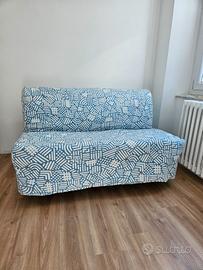 Divano letto compatto con fantasia geometrica azzu