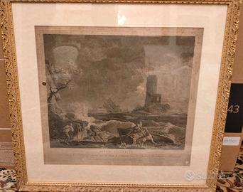 Incisione del 700 di A. Zingg, certificata, incorn