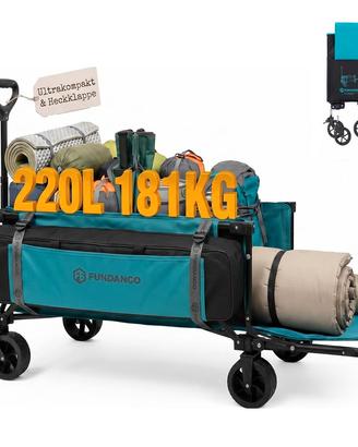 Carrello Pieghevole XXL 180kg 220L Ruote Off-Road