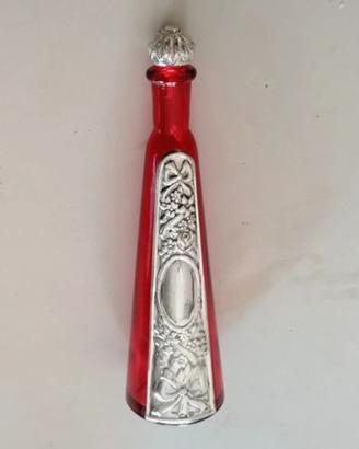 Bottiglietta in vetro pesante rosso e argento 925