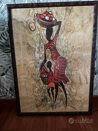 Quadro etnico con cornice in legno