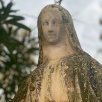Statua madonna piedistallo cemento arredo giardino