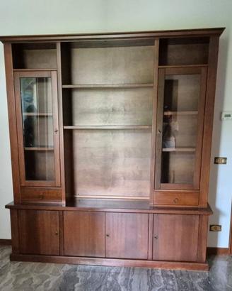 Mobile Soggiorno/ Libreria in legno con Vetrina