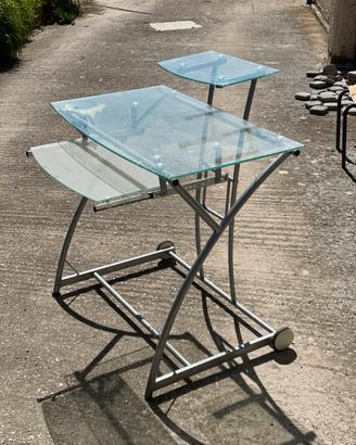 Tavolino di vetro per computer