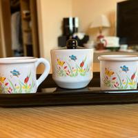 Set caffè vintage: 2 tazze + zuccheriera