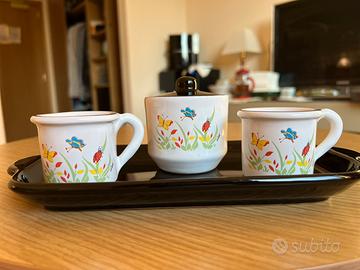 Set caffè vintage: 2 tazze + zuccheriera