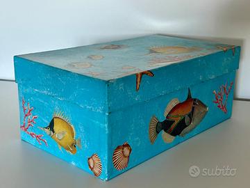 Scatola turchese decorata con decoupage