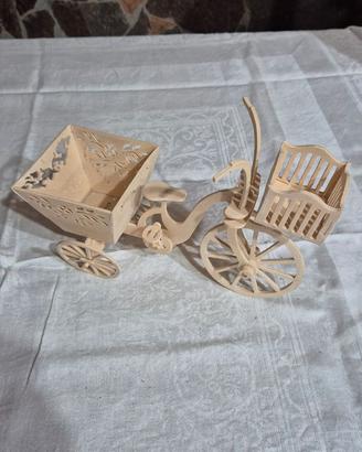 Bici con carrello realizzata in traforo a mano