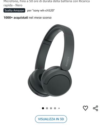 Cuffie Sony WH-CH520 Wireless Nero