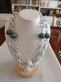 Collana a catena con perle di ceramica