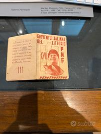 GIOVENTÙ ITALIANA DI PARTI TESSERA IL GIOVANE 1940