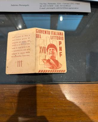 GIOVENTÙ ITALIANA DI PARTI TESSERA IL GIOVANE 1940