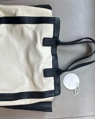 Chloe’ Alison Tote Bag grande pelle bianco nero