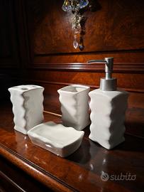 Set accessori bagno ceramica bianca design moderno