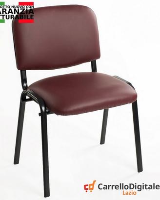 Sedia Imbottita Impilabile in Eco Pelle BORDEAUX