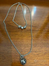 2 collane in metallo argentato- set nascita