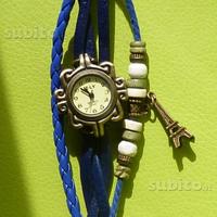 Orologio Parigi,cuoio,con ciondolo Torre Eiffel