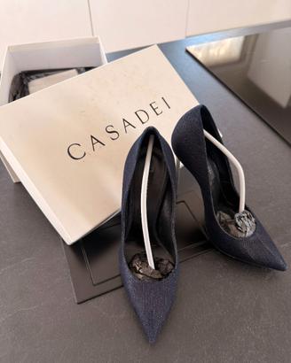 Scarpe Casadei Blade tg 36 in Denim Blu