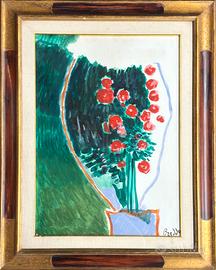 Gastone Breddo pittore quadro olio su tela Vaso di