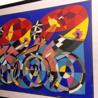 Ugo Nespolo "I Ciclisti" serigrafia num. 70x100