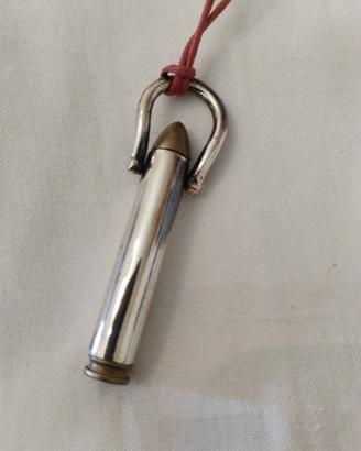ciondolo proiettile in ottone e ottone argentato