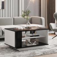 Tavolino da Salotto Nero e Bianco Moderno