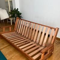 Divano letto in legno con doghe per futon