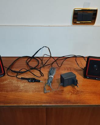 Casse stereo piccoline con alimentatore.