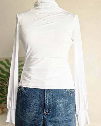 Top Pinko Bianco in Viscosa Schiena Scoperta Tg  S