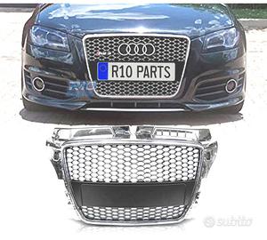 GRIGLIA AUDI A3 8P 8PA 08-12 LOOK RS CROMATO NERO