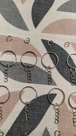 10pz anelli portachiavi con catenella e anellino c