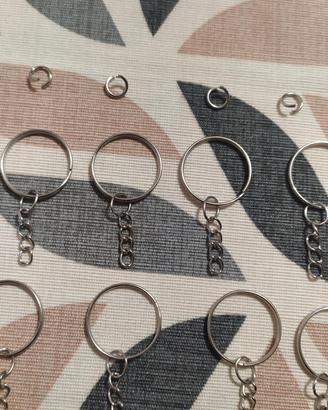 10pz anelli portachiavi con catenella e anellino c