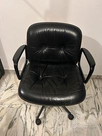 Sedia Ufficio Design Mid-Century Legno Curvo Pelle