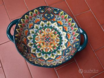 Piatto in ceramica decorato stile bohémien