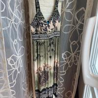 Abito longuette fantasia verde nero