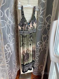 Abito longuette fantasia verde nero