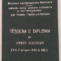 Tessera diploma operaio 1940 Trieste raro