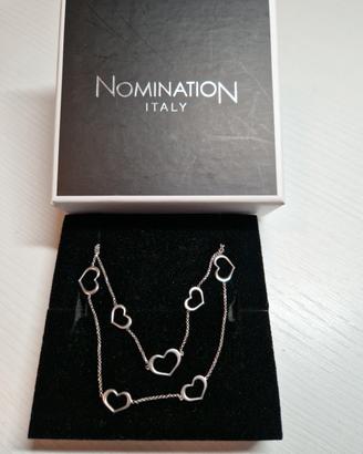 Collana in argento Nomination con cuori