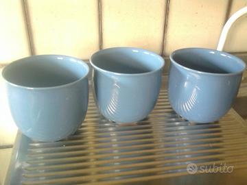 Stock 3 Vasi in ceramica blu W. Germany